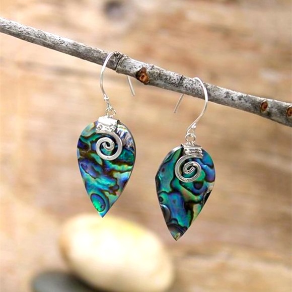 NEW Paua Shell 925 Sterling Silver Drop Earrings - Picture 1 of 2